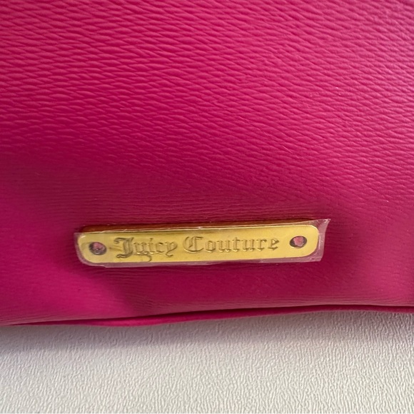 Juicy Couture Clutch Pink Gold Accent PVC Cosmetic Makeup Bag Double Zip Pockets - Picture 10 of 10